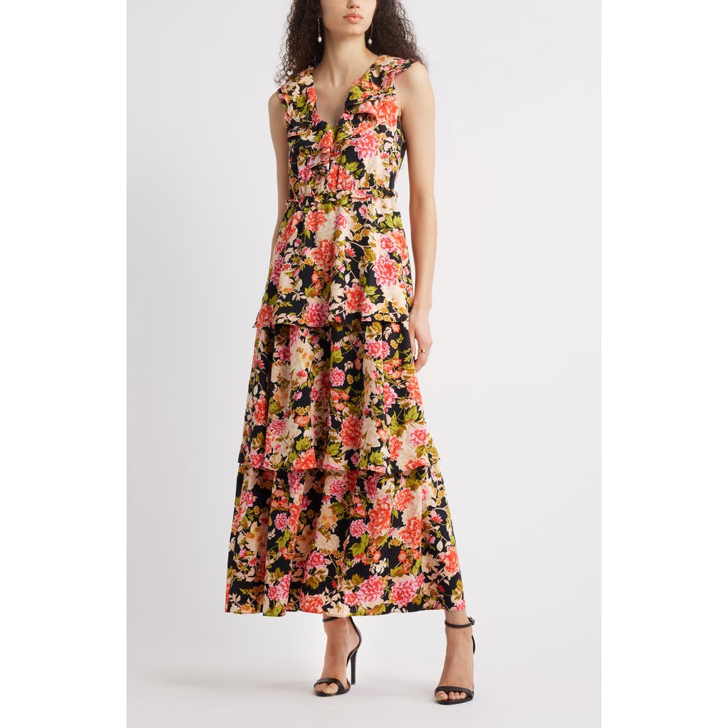 Chelsea28 Ruffle Neck Tiered Maxi Dress