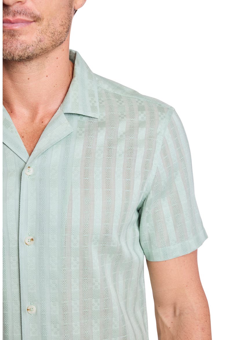 Textured Cotton Camp Shirt, Alternate, color, MINT DOBBY STRIPES