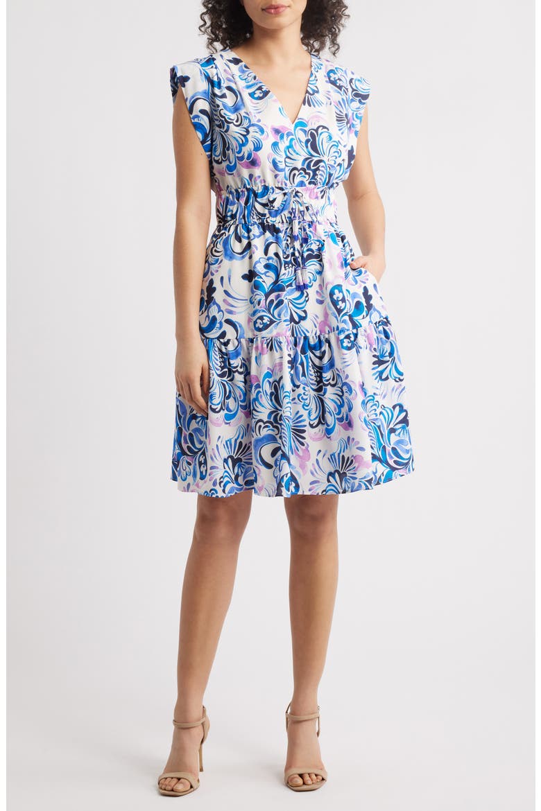 Obi Floral Dress, Main, color, IVORY MULT