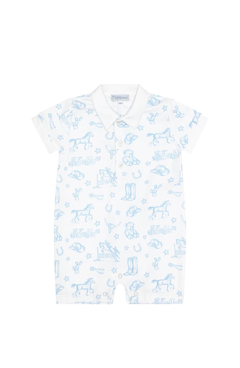 Nellapima Blue Lone Star Toile Romper - Baby, Main, color, Blue