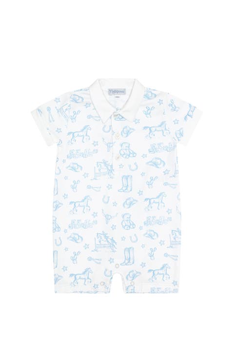 Blue Lone Star Toile Romper - Baby