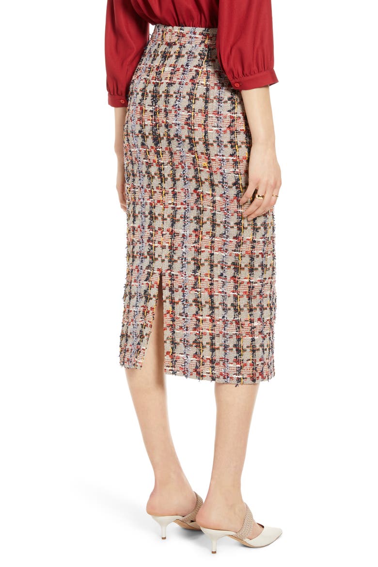 Tweed Pencil Skirt, Alternate, color, TAN MULTI TWEED