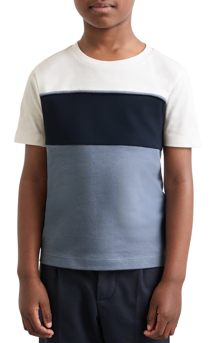 Reiss Kids' Cole Colorblock Wool T-Shirt, Alternate, color, Navy/ Airforce B