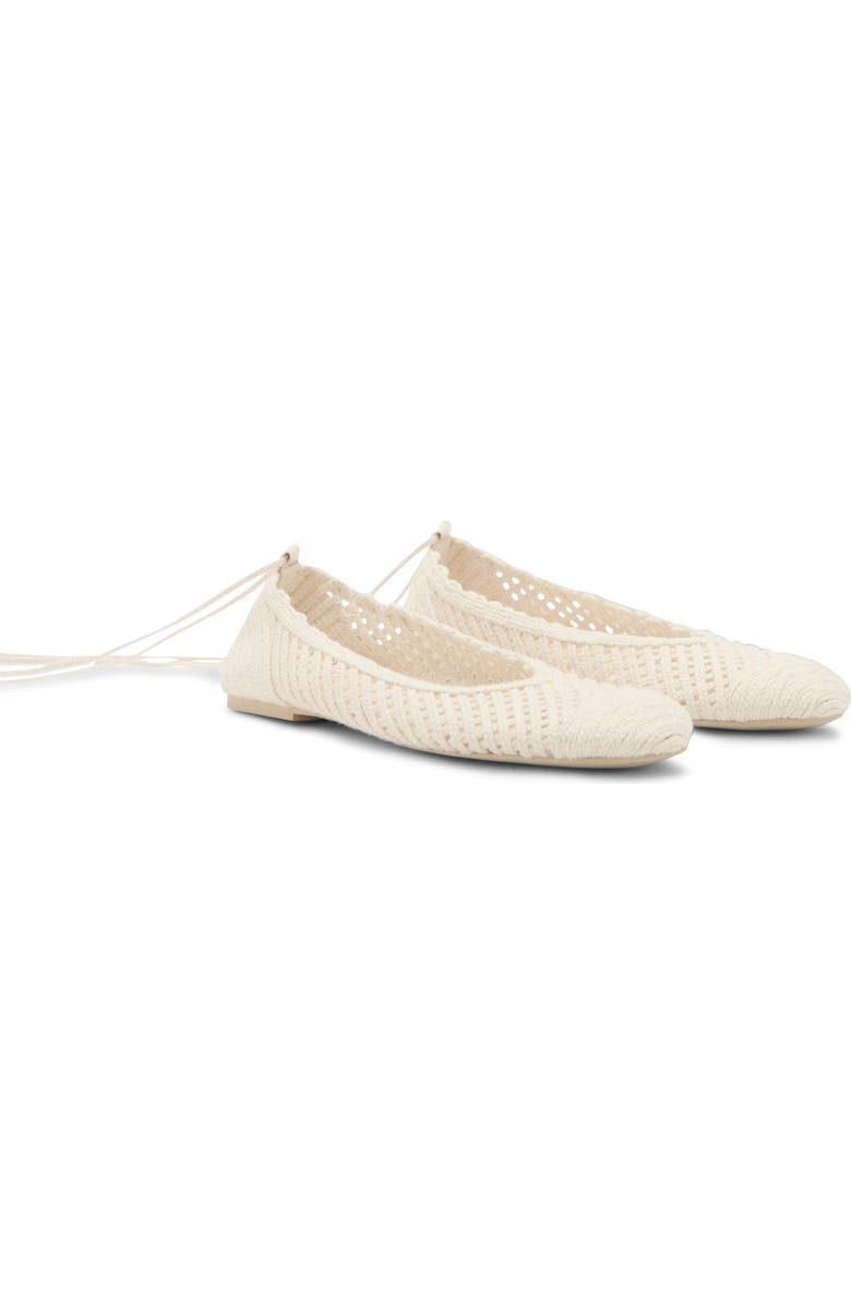 MANGO Ankle Wrap Knit Ballet Flat, Main, color, Off White