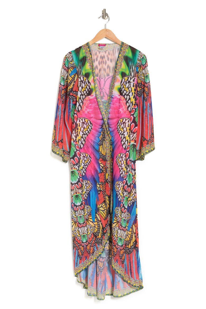 Embellished Flare Sleeve Duster, Alternate, color, MULTICOLOR