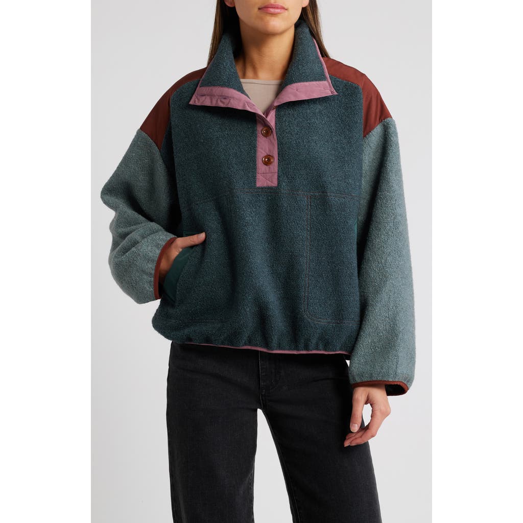 Sessun Sessùn Portomarin Fleece Colorblock Pullover In Malachite