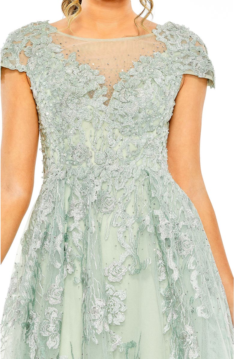 Mac Duggal Embroidered Cap Sleeveless A Line Dress, Alternate, color, 