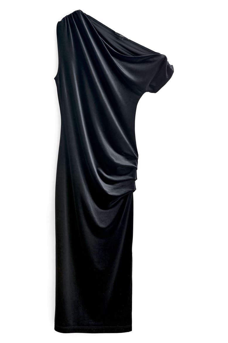 One-Shoulder Velvet Cocktail Dress, Main, color, BLACK