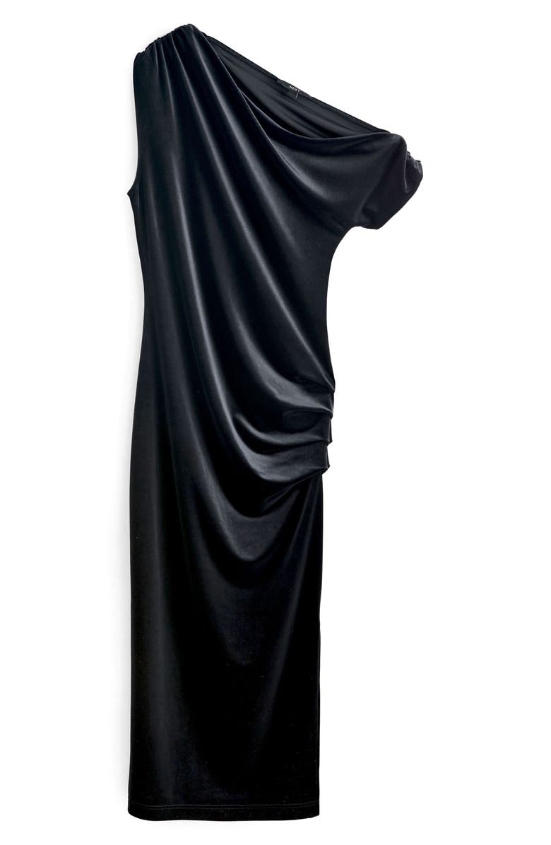 NEXT One-Shoulder Velvet Cocktail Dress, Main, color, Black
