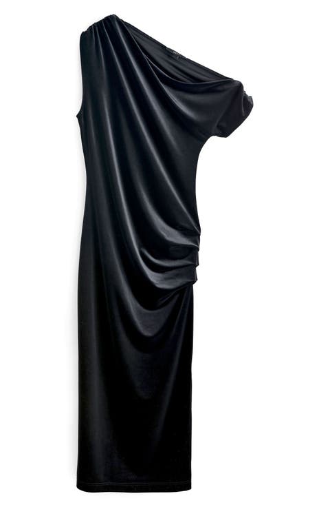 One-Shoulder Velvet Cocktail Dress