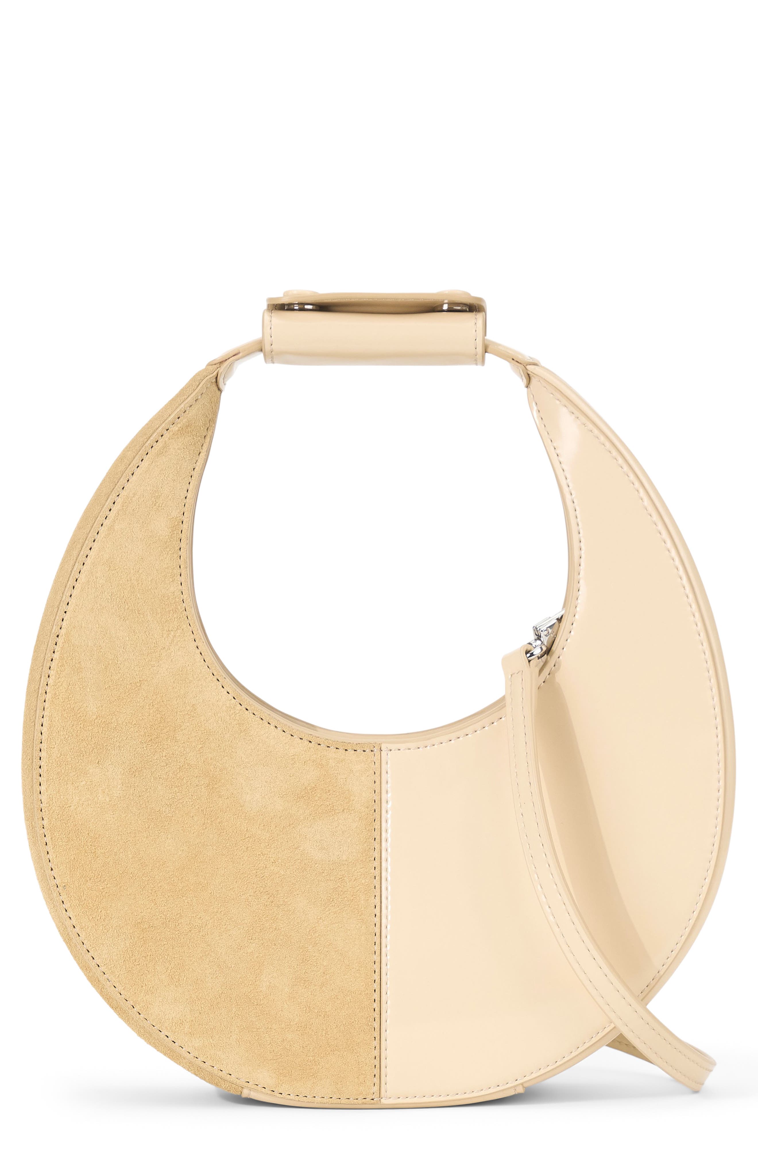 STAUD Mini Moon Split Leather Bag, Main, color, Oat