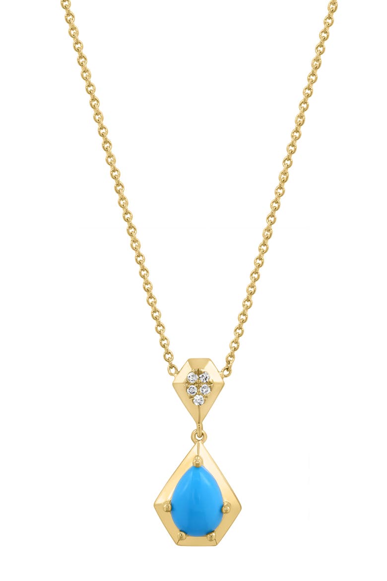 Gold Plated Sterling Silver Diamond & Stone Pendant Necklace, Main, color, BLUE