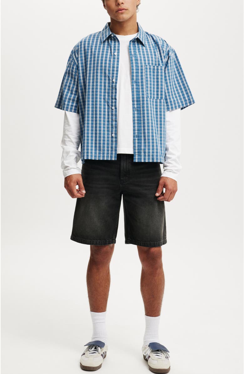 Cotton On Men's Baggy Denim Short, Alternate, color, Revolve Black