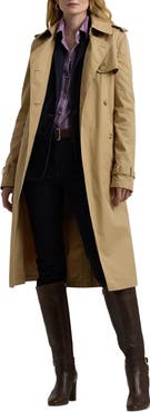 Lauren Ralph Lauren Water Repellent Belted Twill Trench Trench Coat