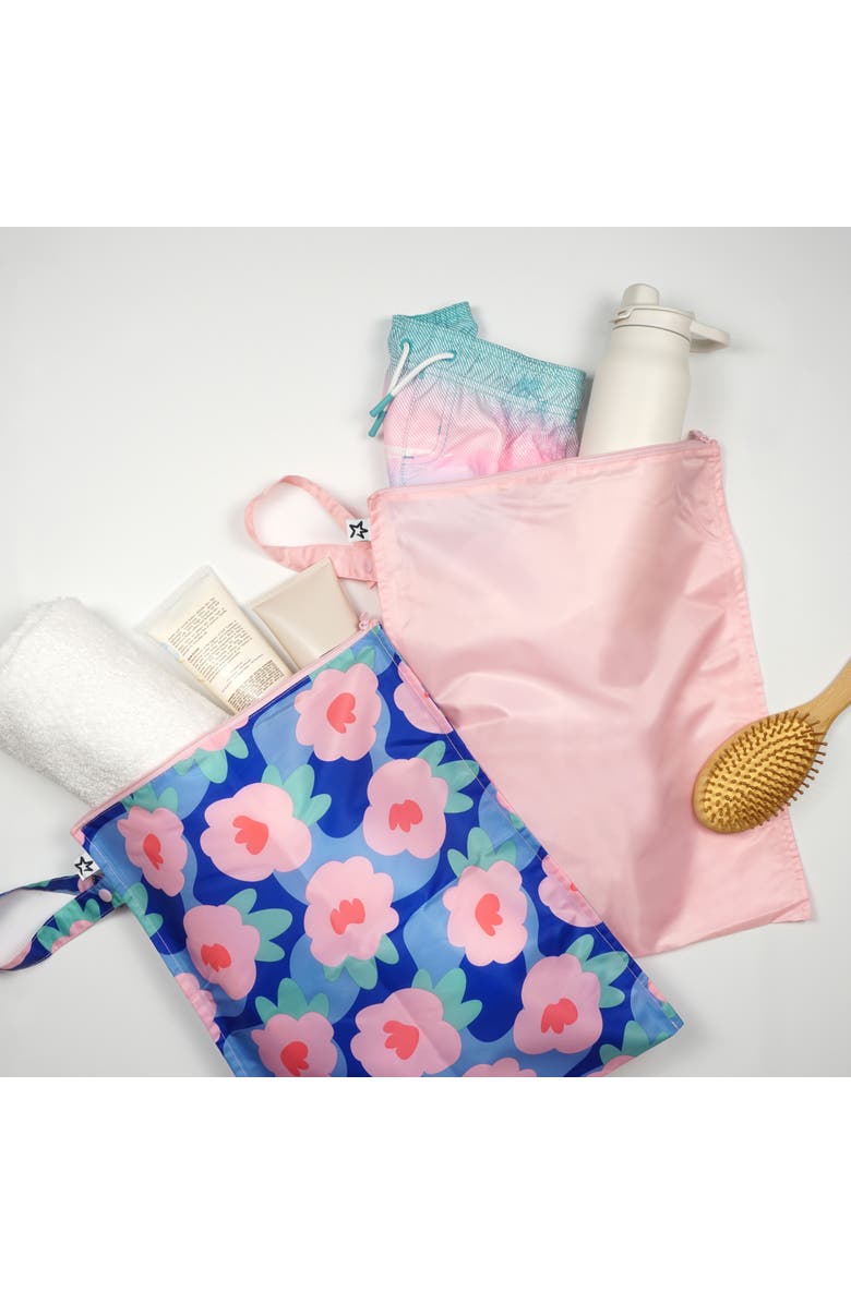 Tiny Twinkle Mess-Proof Waterproof Washable Baby/Toddler Wet Bags - Solids, Alternate, color, Blue Floral