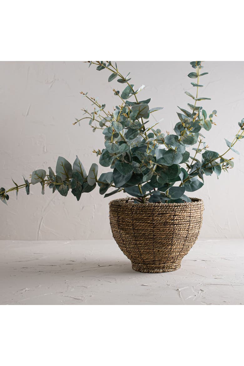 Small Dry Basket Planter Seagrass & Metal, Alternate, color, Brown