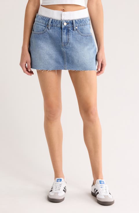 Double Waist Denim Miniskirt