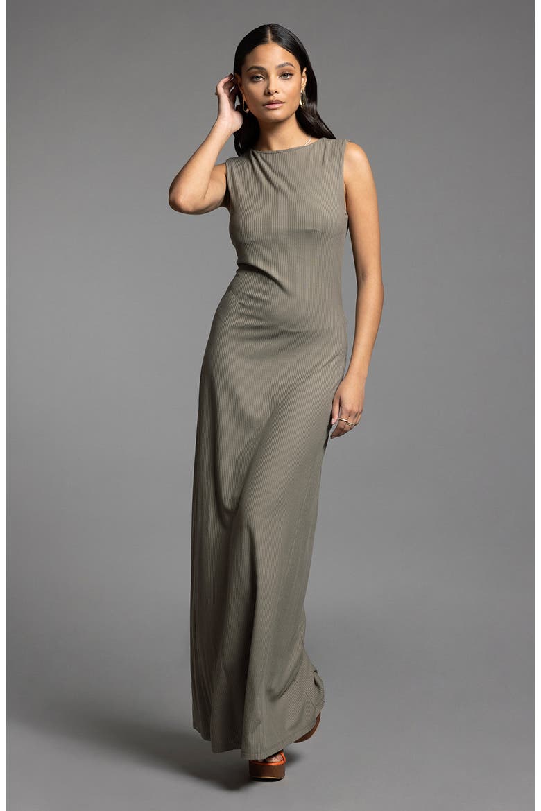 Leighton Sleeveless Rib Maxi Dress, Alternate, color, SMOKEY OLIVE