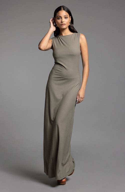 Weekend Los Angeles Leighton Sleeveless Rib Maxi Dress In Smokey Olive