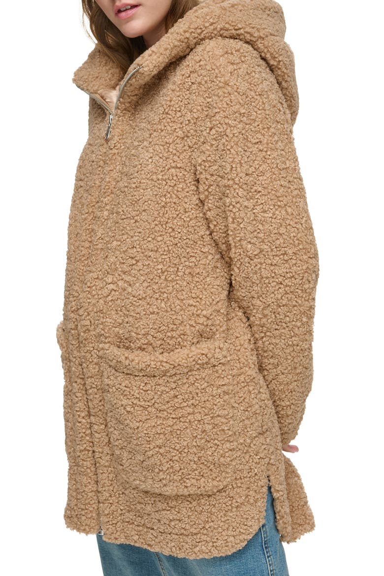 Seneca Faux Shearling Hooded Jacket, Alternate, color, CAMEL
