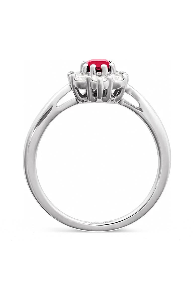 Oval Lab Ruby & Diamond Halo Ring 14K, Alternate, color, 1ct/White Gold