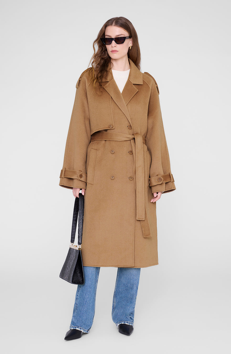 ANINE BING Rickie Maxi Trench, Alternate, color, Camel