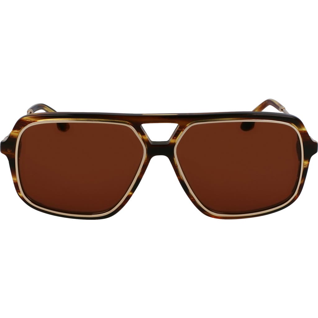 Victoria Beckham V Line 58mm Navigator Sunglasses In Brown