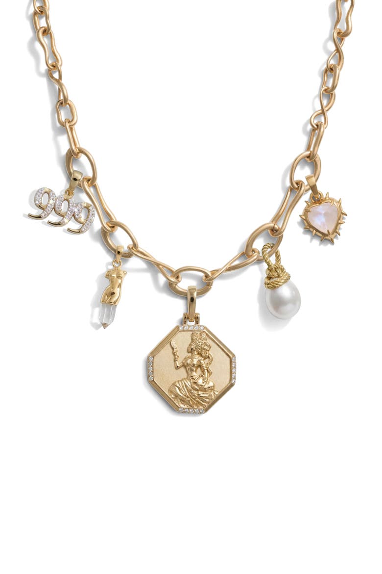 Spellbound The Enchantress Statement Charm Necklace, Main, color, METALLIC GOLD