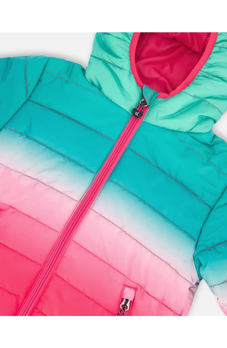 Deux par Deux Girl Quilted Mid-Season Jacket, Alternate, color, Green And Pink Gradient