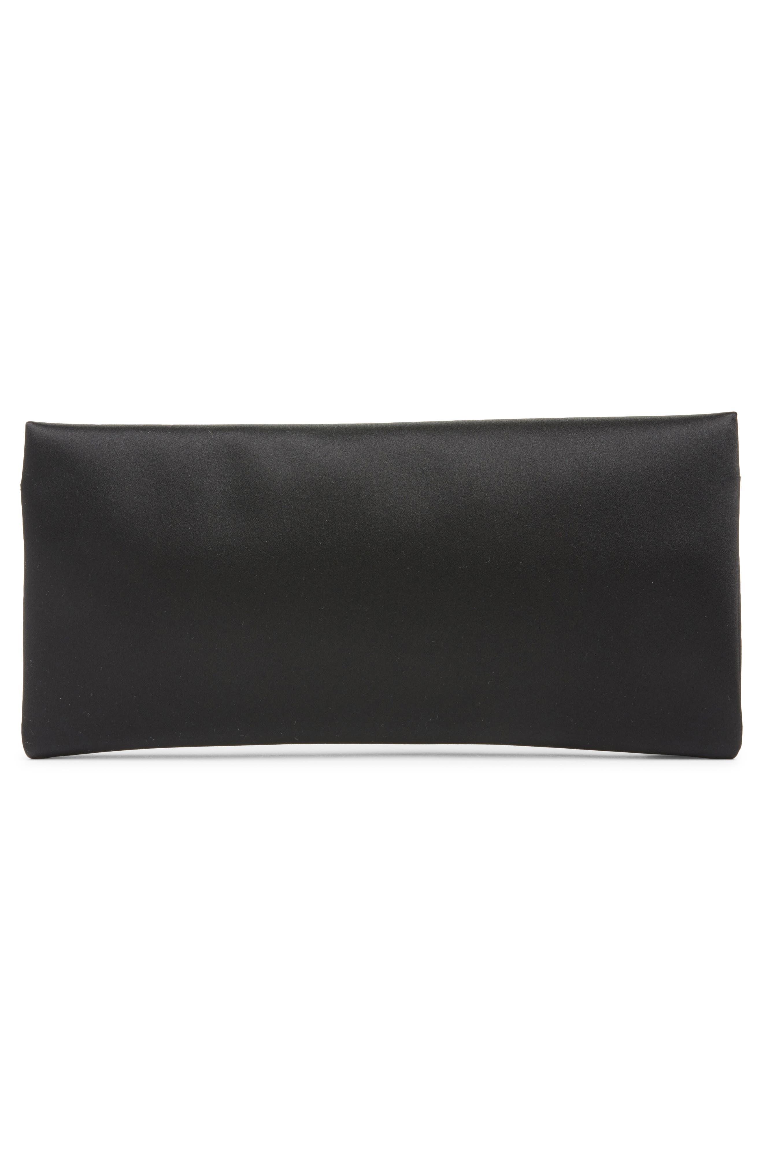 Saint Laurent Satin Soft Clutch, Alternate, color, Noir