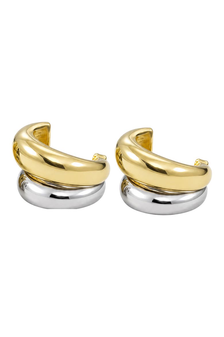 Two-Tone Double Hoop Earrings, Alternate, color, TWO TONE