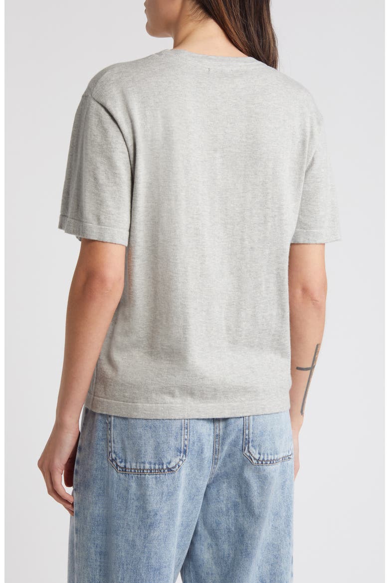 Avery Short Sleeve Cotton & Cashmere Sweater, Alternate, color, HEATHER GREY