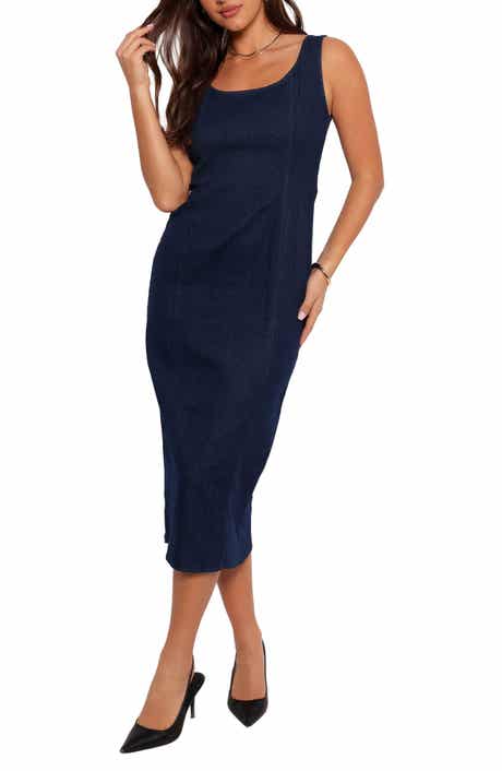 Petal & Pup Tammy Sleeveless Cotton Blend Denim Midi Dress