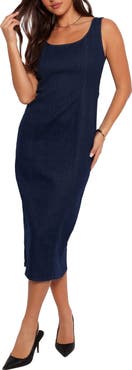 Petal & Pup Tammy Sleeveless Cotton Blend Denim Midi Dress