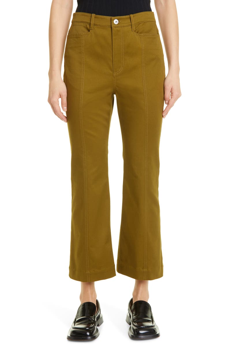 Proenza Schouler White Label Stretch Twill Crop Pants, Main, color, 