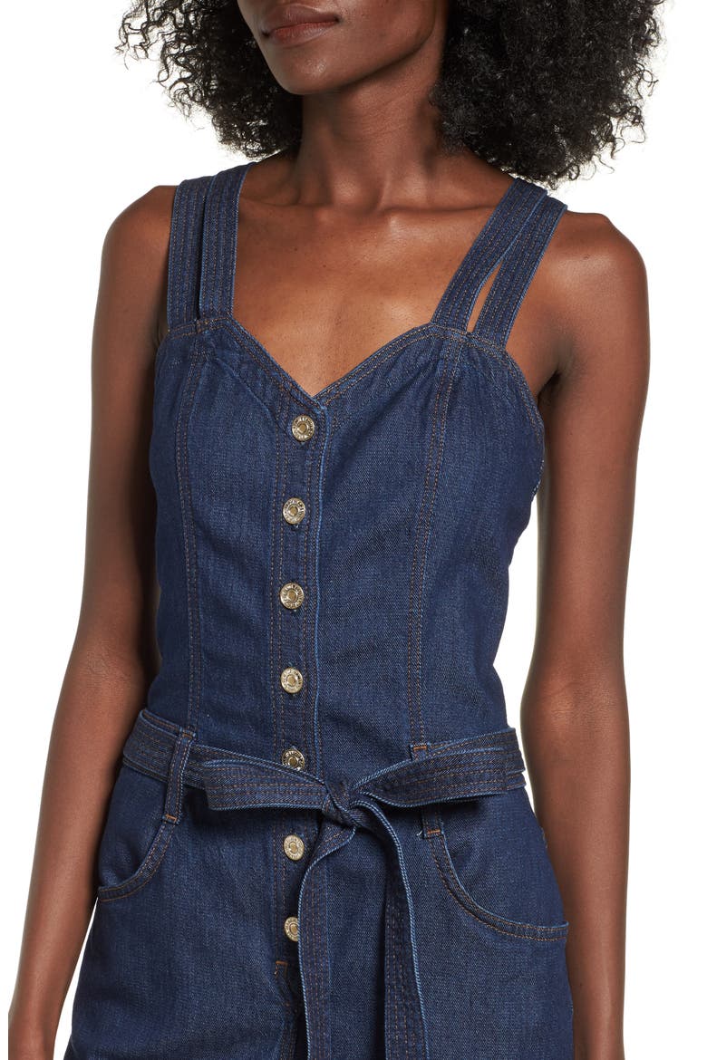 7 For All Mankind® Denim Jumpsuit, Alternate, color, DARK BLUE SHADOW