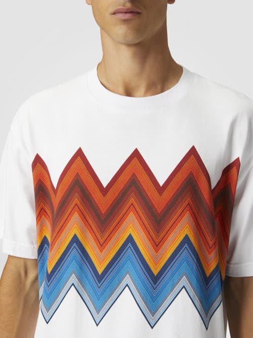 Missoni Chevron Crew Neck Zigzag Print T-shirt In White