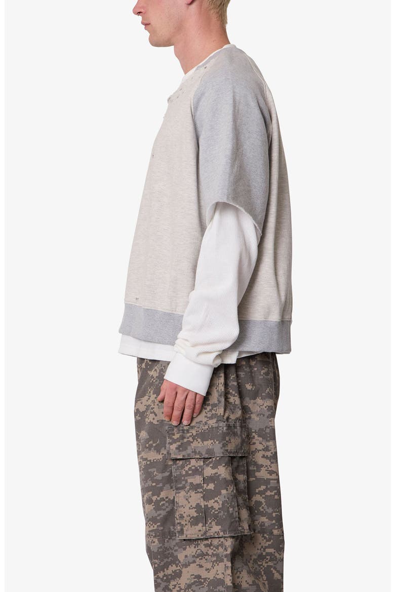 Layered Look Distressed Sweatshirt, Alternate, color, HEATHER GREY