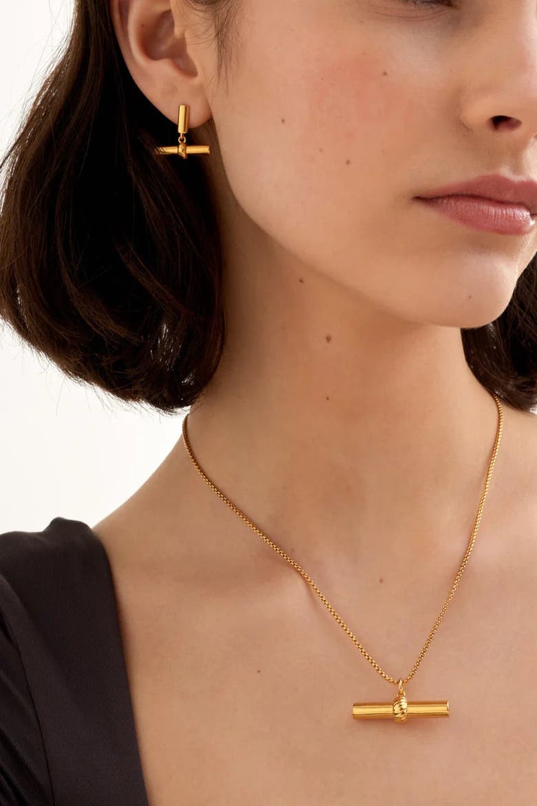 Themis Waterproof Gold T-Bar Necklace, Alternate, color, Gold