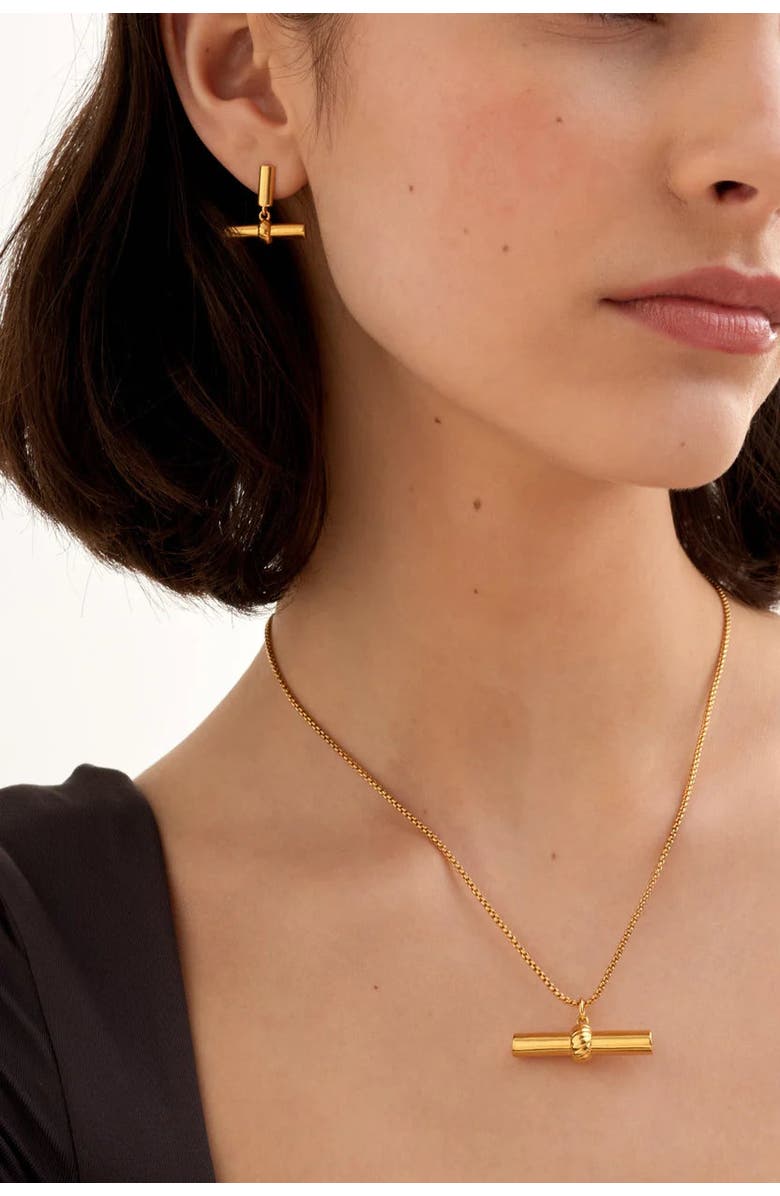 Katie Loxton Themis Waterproof Gold T-Bar Necklace, Alternate, color, Gold