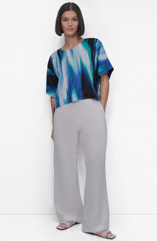 Dkny Abstract Print Linen Top In Caribbean
