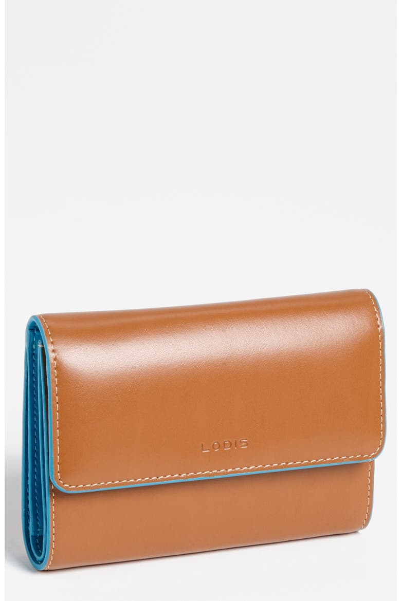 Lodis 'Audrey' Continental Wallet, Main, color, TOFFEE/ TURQUOISE