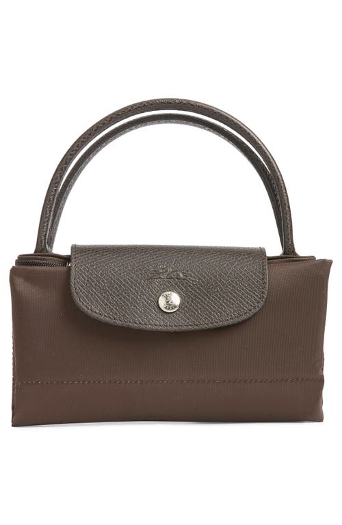 Longchamp Small Le Pliage Green Recycled Canvas Top Handle Bag In Brown