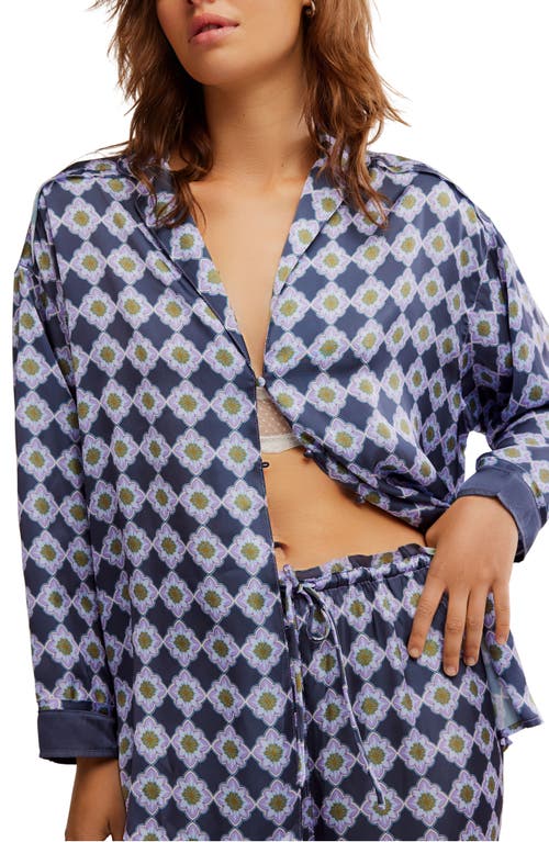 Shop Free People Dreamy Days Print Pajamas In Navy Combo