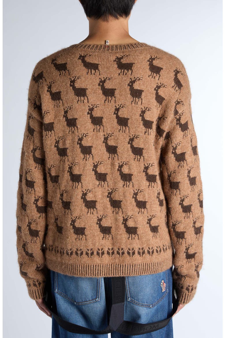 Reindeer Jacquard Alpaca & Virgin Wool Blend Sweater, Alternate, color, BROWN