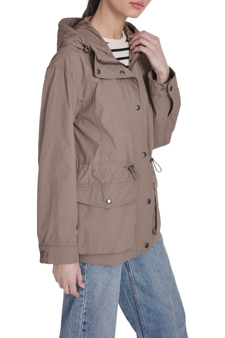 Water Resistant Hooded Jacket, Alternate, color, PINEBARK
