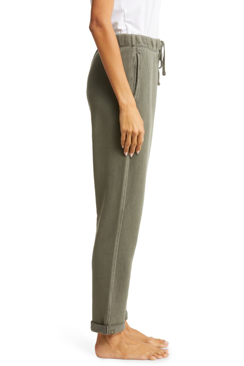 Rolled Hem Terry Pants, Alternate, color, OLIVE BRANCH