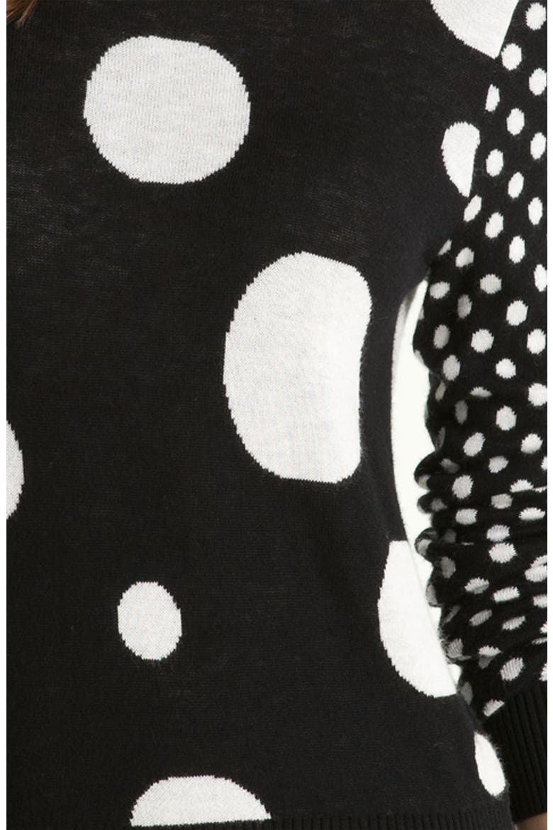 Polka Dot Sweater, Alternate, color, BLACK/ WHITE