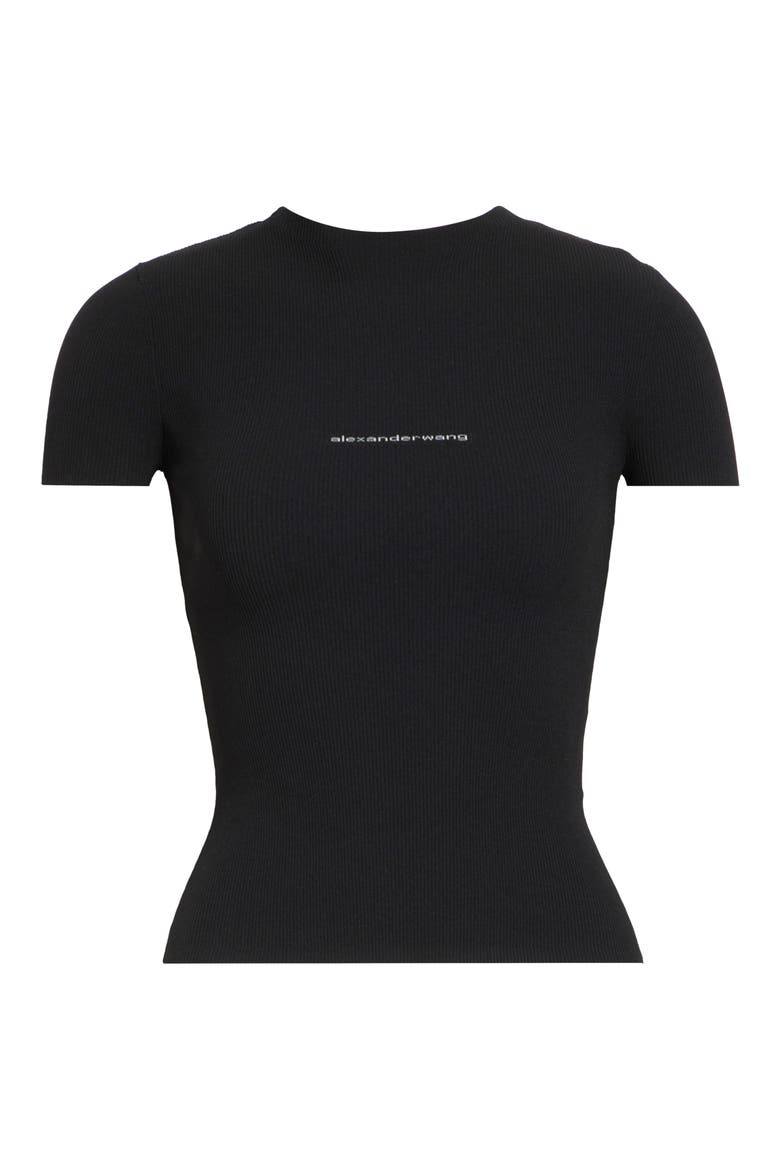 Jacquard Logo Rib Sweater, Alternate, color, BLACK