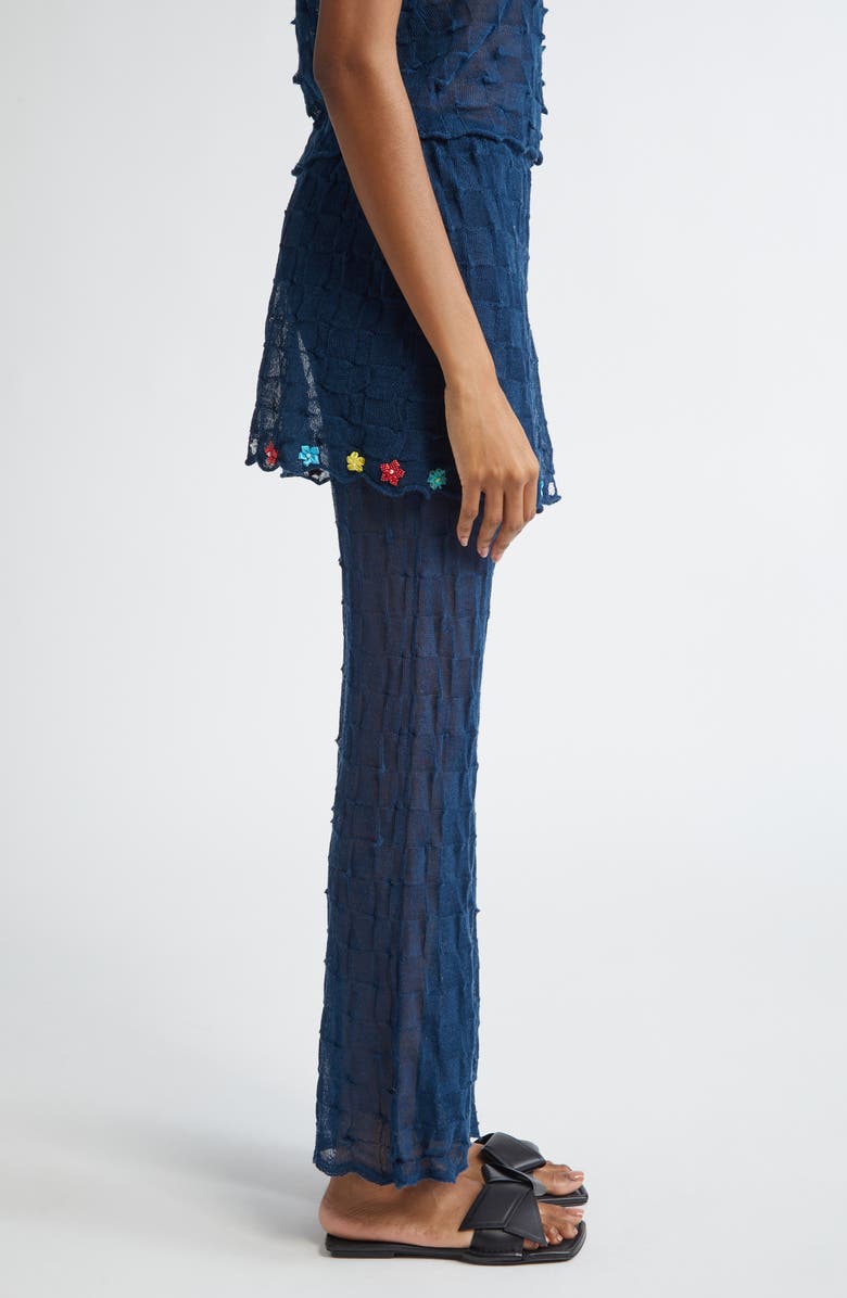 YanYan Borlor Floral Ribbon Wool Skirt Pants, Alternate, color, Navy